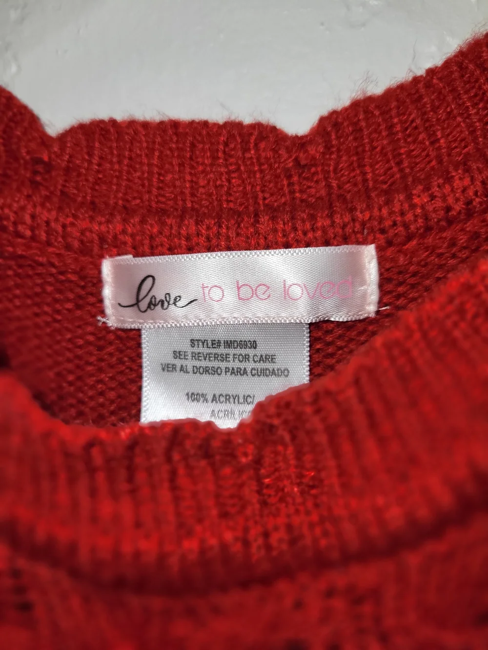 Girls' Red Cable-Knit Holiday Dress with Festive White Motif